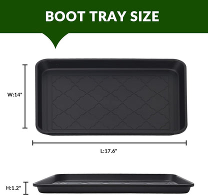 Finorder Multi-Purpose Boot Trays, Set of 2 Black All Weather Heavy Duty Shoe Trays, Pet Feeding Mat, Use for Indoor and Outdoor, 30" x 15" x 1.2"