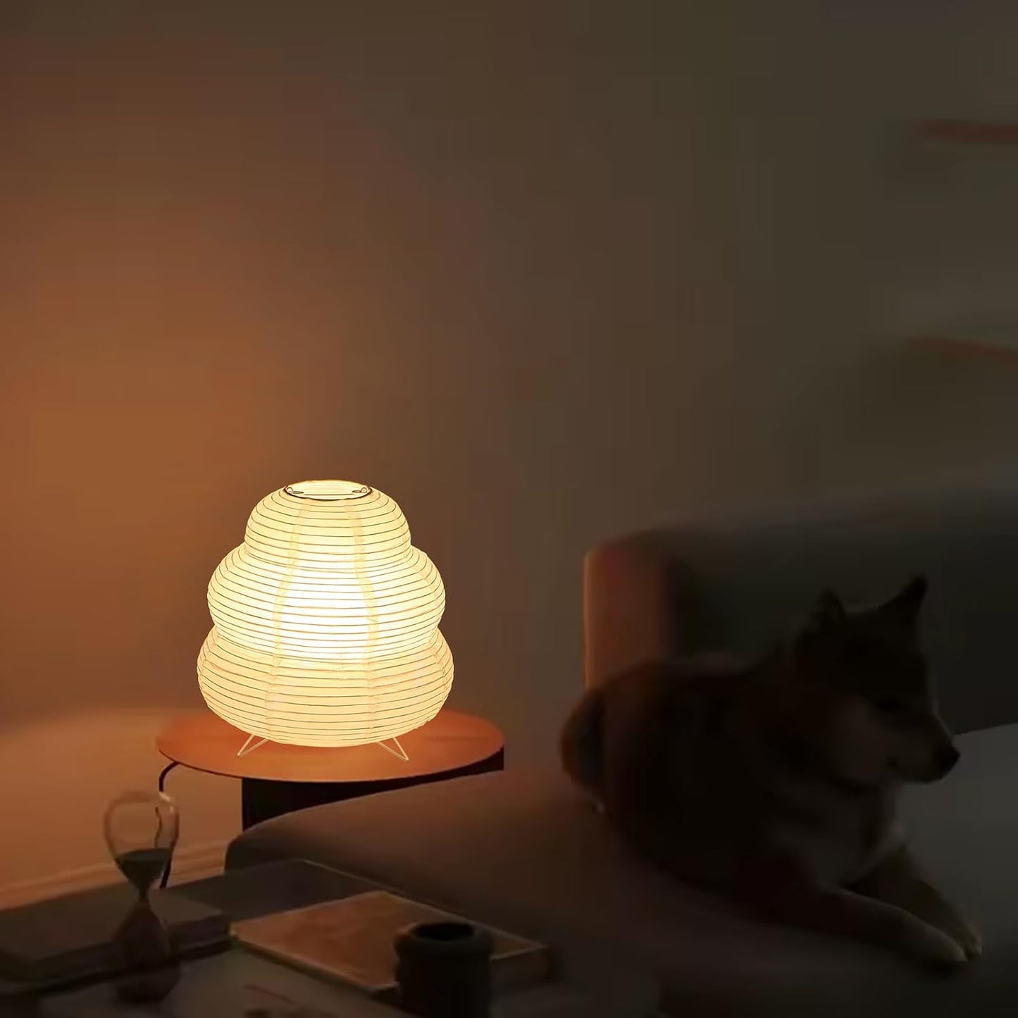 Small Rice Paper Lamp, Japanese Lamp Lantern Table Lamp, Paper Table Lamp, Lantern Lamps for Desk Bedrooms Bedside Night Light (Tower)
