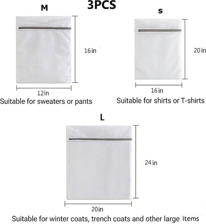 3Pcs Mesh Laundry Bags with Sturdy Zipper,washing Bags for Washing Delicates,Protect Clothes in Washing Machine for Home, College & Dorm (3 Medium)