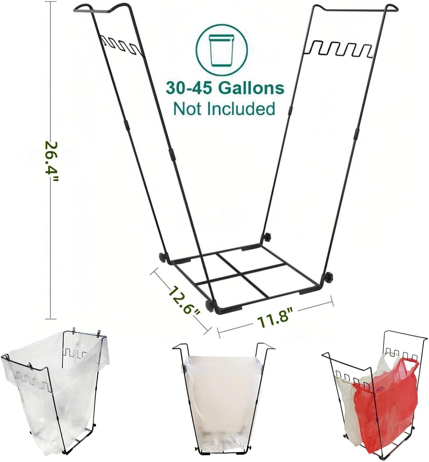 Garden Trash Bag Holder - Outdoor Leaf Bag Support Stand Multi-Use Metal Garbage Bag Holder Frame Holds 30-45 Gallons Bag for Leaves, Camping, Yard Weeding, Lawn Party