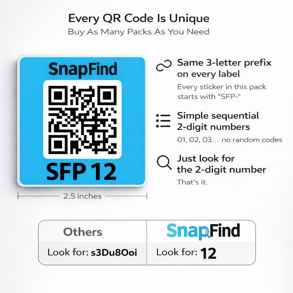 Smart QR Code Labels – AI Auto-Labeling, No Typing! Storage Bins & Moving Containers – iOS and Android App – 48 Color-Coded Stickers (2.5" x 2.5")