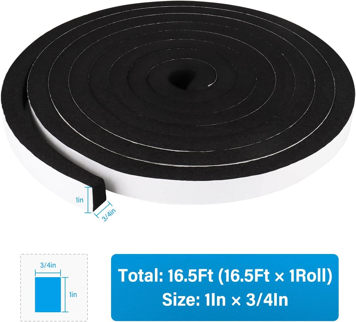 DGSL Foam Insulation Tape, 1/2In x 1/4In x 33Ft Weather Stripping Door Seal Strip for Doors and Windows,Sliding Door,Sound Proof Soundproofing Door Seal,Weatherstrip,Air Conditioning Seal Strip