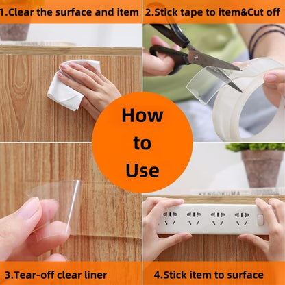 Transparent Super Strong Double-Sided Tape - Nano Adhesive, Removable and Washable, Suitable for Heavy-Duty Home Renovation, Walls, Carpets, Cards, Posters, Photos(9)