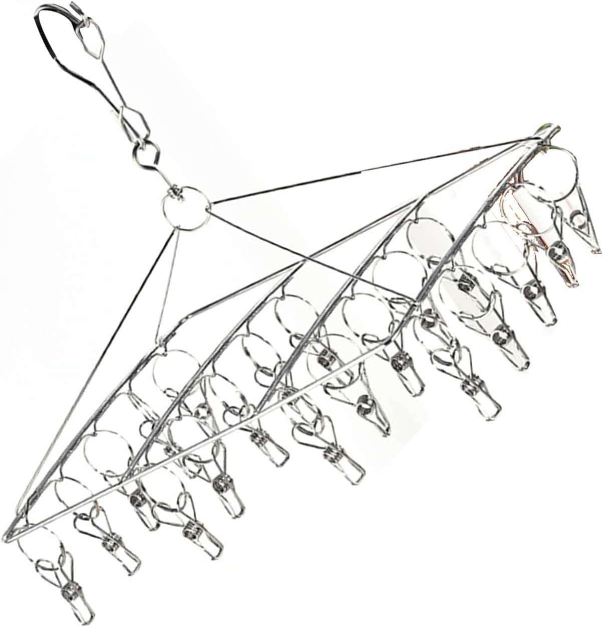 Stainless Steel Sock Drying Rack, Multi Clip Clothes Drying Rack Underwear Hanger Sweater Drying Rack Sock Clips Hang Dry Clothes Rack for Socks, Underwear (No Loop Round)