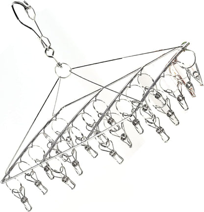 Stainless Steel Sock Drying Rack, Multi Clip Clothes Drying Rack Underwear Hanger Sweater Drying Rack Sock Clips Hang Dry Clothes Rack for Socks, Underwear (No Loop Round)