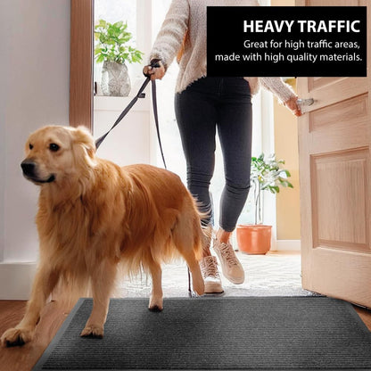 UNIMAT Traffic Guard Door Mat, 4´x 6´, Heavy Duty Waterproof Doormat, Stain and Fade Resistant Welcome Mats, Durable Rubber Backing, Low Profile Entryway Rug, Shoe and Boot Scraper, Charcoal