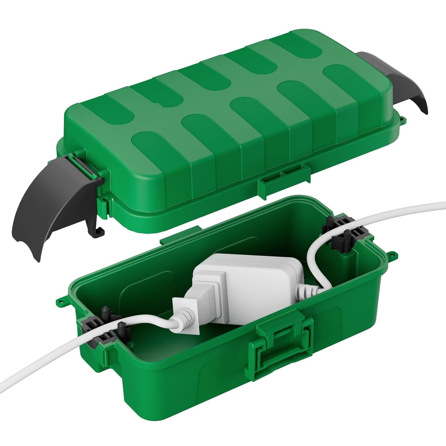 FLEMOON IP55 Outdoor Electrical Box Waterproof with Detachable Awning Covers, 7.1 * 3.9 * 2.4 inch Weatherproof Extension Cord Cover, Easy Installation for Outdoor Plug, Outlet, String Lights, Black