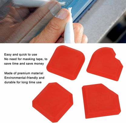 4 PCS Caulking Tool Kit, Silicone Tool, Caulk Smoothing Tool, for Kitchen Bathroom Floor Window Sealant Sealing Sink Joint, Red