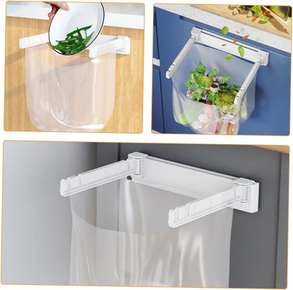 PRETYZOOM Wall Mounted Trash Bag Holder Rack Multi-Functional Foldable Kitchen Garbage Bag Stand Holder for Sink No Drill Installation
