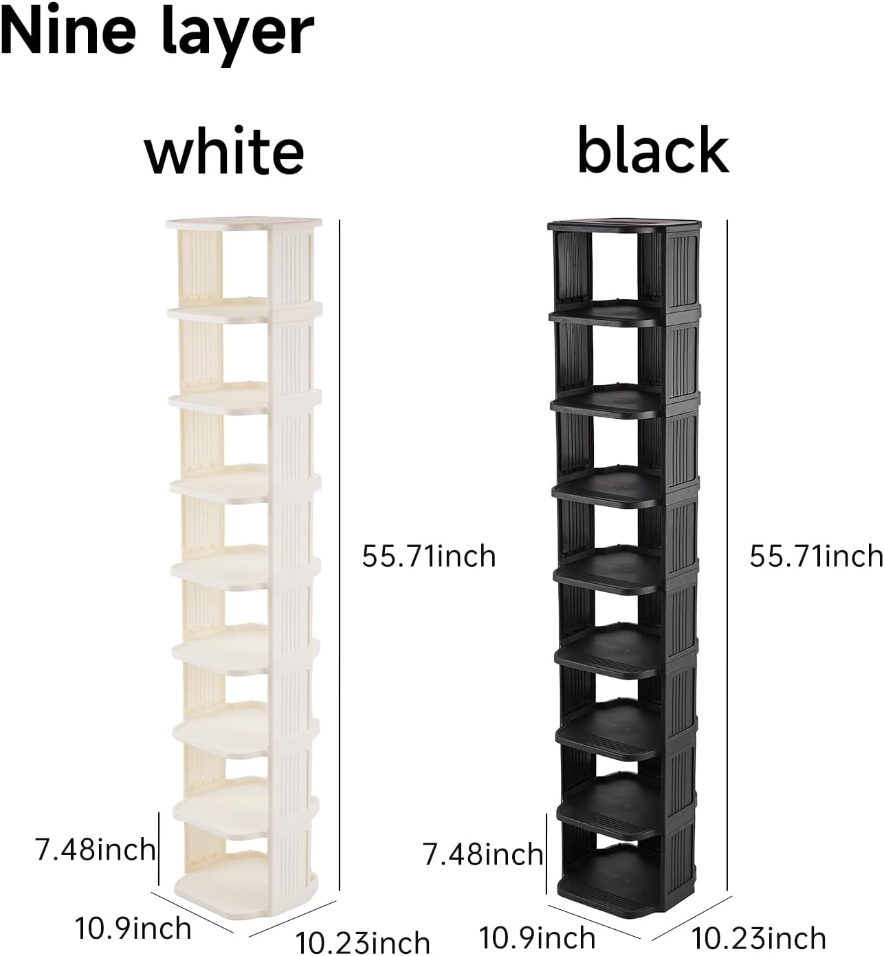 UFORU Small Shoe Rack, 5 Tier Plastic Vertical Shoe Rack for Small and Narrow Spaces, Free Standing Shoe Organizer for Closet, Entryway