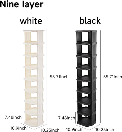 UFORU Small Shoe Rack, 5 Tier Plastic Vertical Shoe Rack for Small and Narrow Spaces, Free Standing Shoe Organizer for Closet, Entryway