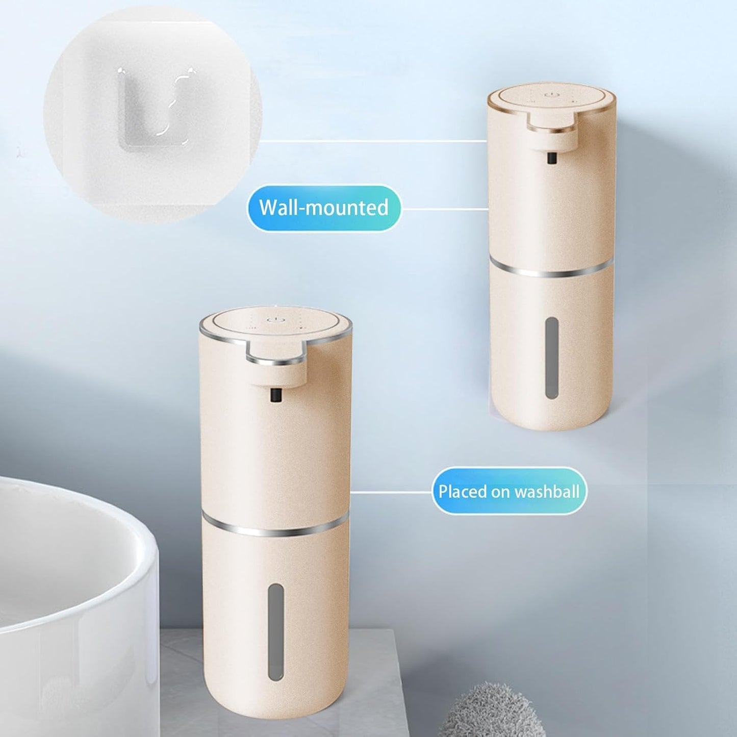 Automatic Soap Dispenser – Touchless Foaming Soap Dispenser 400ml USB Rechargeable Dispenser Electric Wall Mounted 4levels Adjustable Foam Soap Dispenser Pump for Bathroom Kitchen(Silver)
