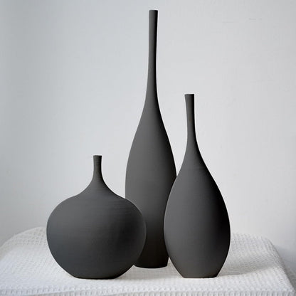 Relexome White Ceramic Vase Modern Boho Wabi-Sabi Flower Vase Set of 3 Decorative Aesthetic Vases for Centerpieces Pampas Matte Minimalist Vases for Living Room Table Shelf Home Decor Gift