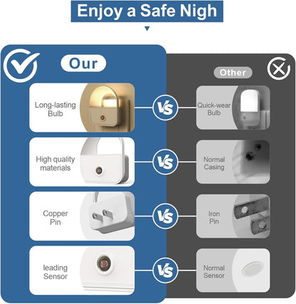 6 Pack Night Light Plug in, White LED Nightlights with Smart Dusk to Dawn Sensor, Plug into Wall Nightlights Suitable for Bedroom, Bathroom, Hallway, Kitchen, Stairs, Kids, Adults