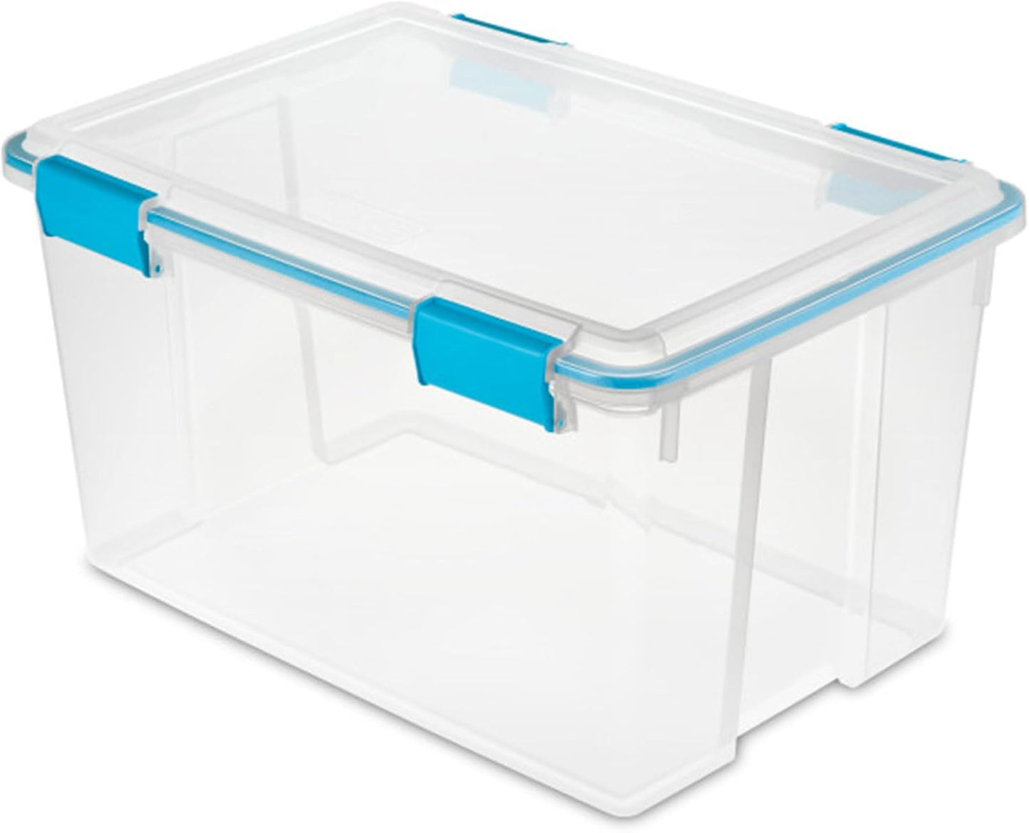 Sterilite 4-Pack Gasket Box, Home Storage Organizer Bins with Lids, 37 Quart – Stackable Clear Plastic Containers for Bedroom, Bathroom, Garage, Basement, or Attic
