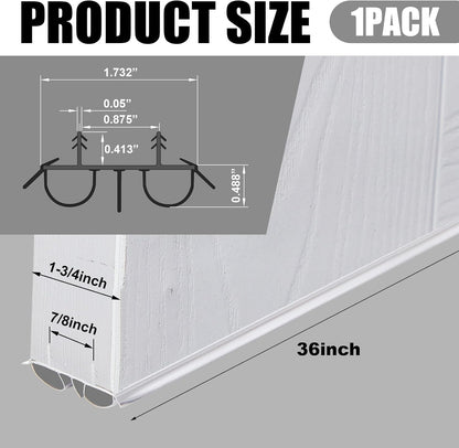 Pushglossy 2 Pcs 36" Double Bubble Kerf Door Sweep 1-3/4" Wide Vinyl Weatherstrip Seal for Exterior Doors, Energy Efficient Draft Stopper, Easy Slide in Installation, Blocks Dust/insects/noise (White)