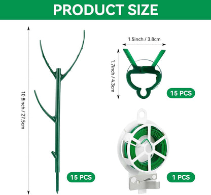 6 Pack Stackable Plant Support Stakes, Stackable Indoor/Outdoor Plant Support Pole with Clamps, Garden Trellis for Supporting Monstera Potted Plants and Climbing Plants
