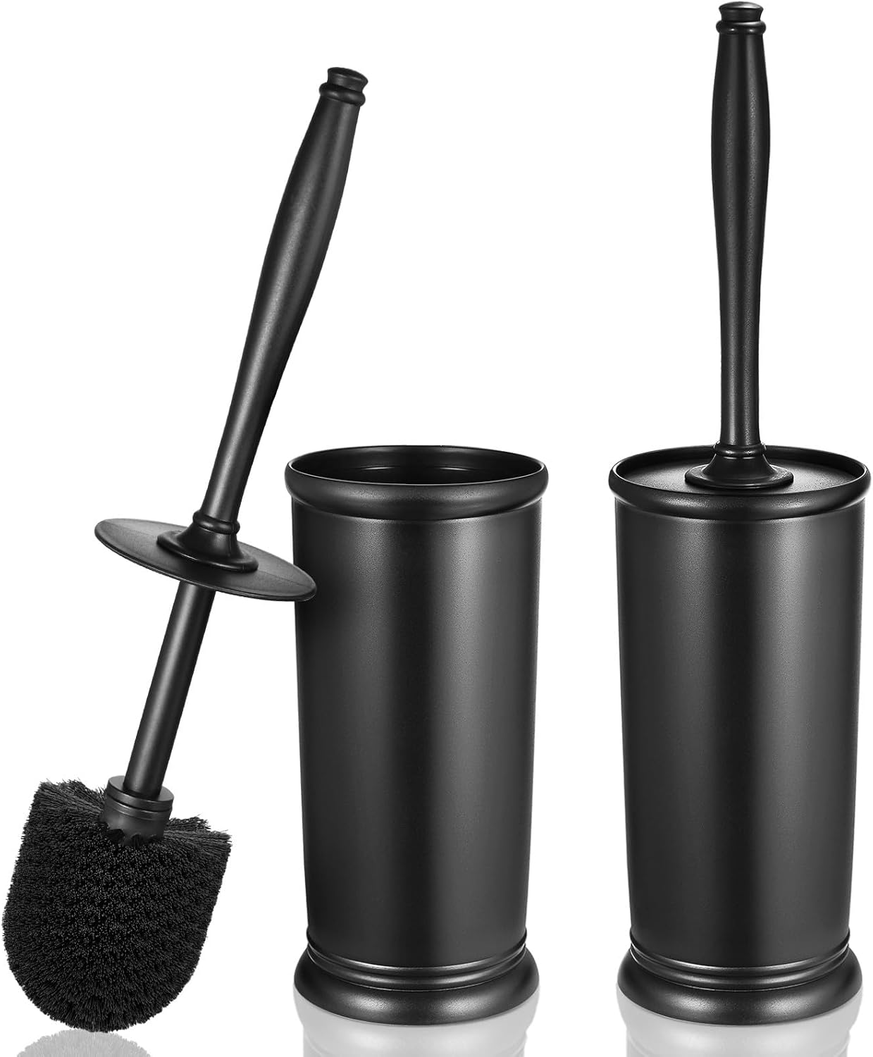 HAMITOR Toilet Bowl Brush Holder Set: 2 Pack Modern Deep Cleaning Bathroom Toilet Scrubber with Caddy for rv - Rim Decorative Accessories Cleaner Brushes for Toilet - Bronze1