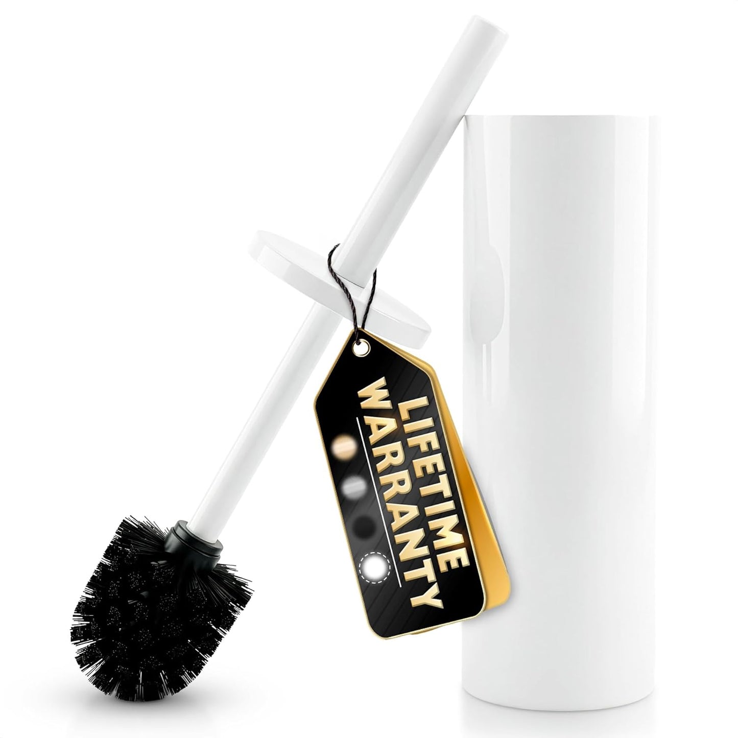 Black Toilet Brush and Holder Set - Slim Matte Design that Fits Anywhere - Stainless Steel Toilet Bowl Brush and Holder with 2 Rounded Corners, Replaceable Head, Removable Inner Bowl & Splash Guard