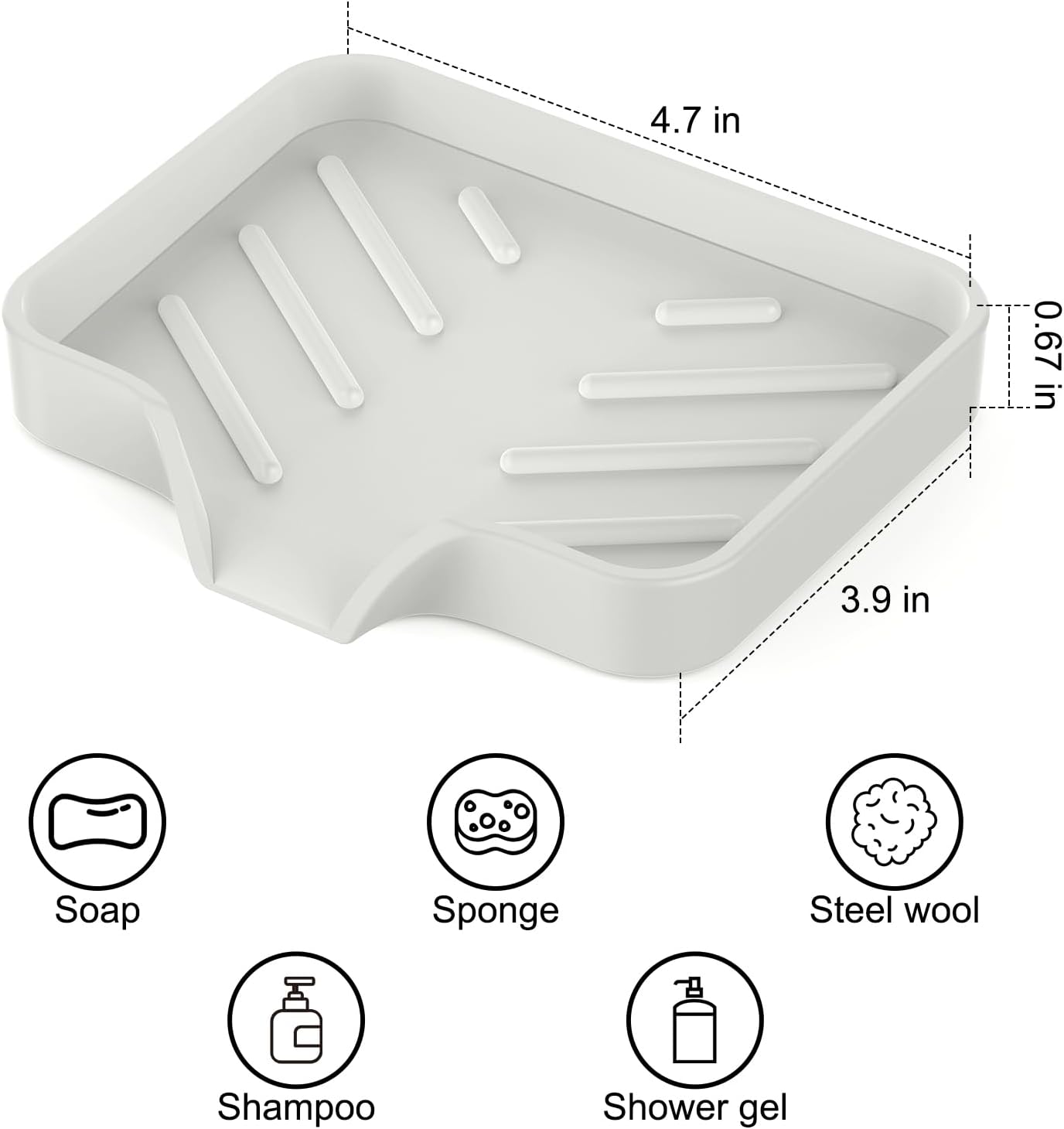 2 Pack Silicone Soap Dish, Self Draining Soap Dish, Non Slip Bar Soap and Sponge Holder for Bathroom Kitchen Sink Counter Organizer Easy to Clean Soap Tray Waterfall Soap Saver