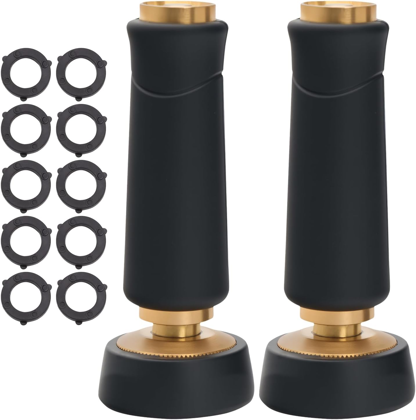 Besiter Brass Hose Nozzle, Heavy-Duty Sprayer for Garden Hoses, High Pressure Adjustable Twist Hose Nozzle, Spray Gun Rubber-Coated, Extra 10 Rubber Washers, 2 Pack