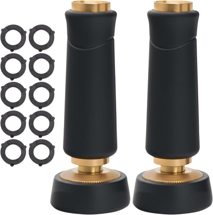 Besiter Brass Hose Nozzle, Heavy-Duty Sprayer for Garden Hoses, High Pressure Adjustable Twist Hose Nozzle, Spray Gun Rubber-Coated, Extra 10 Rubber Washers, 2 Pack