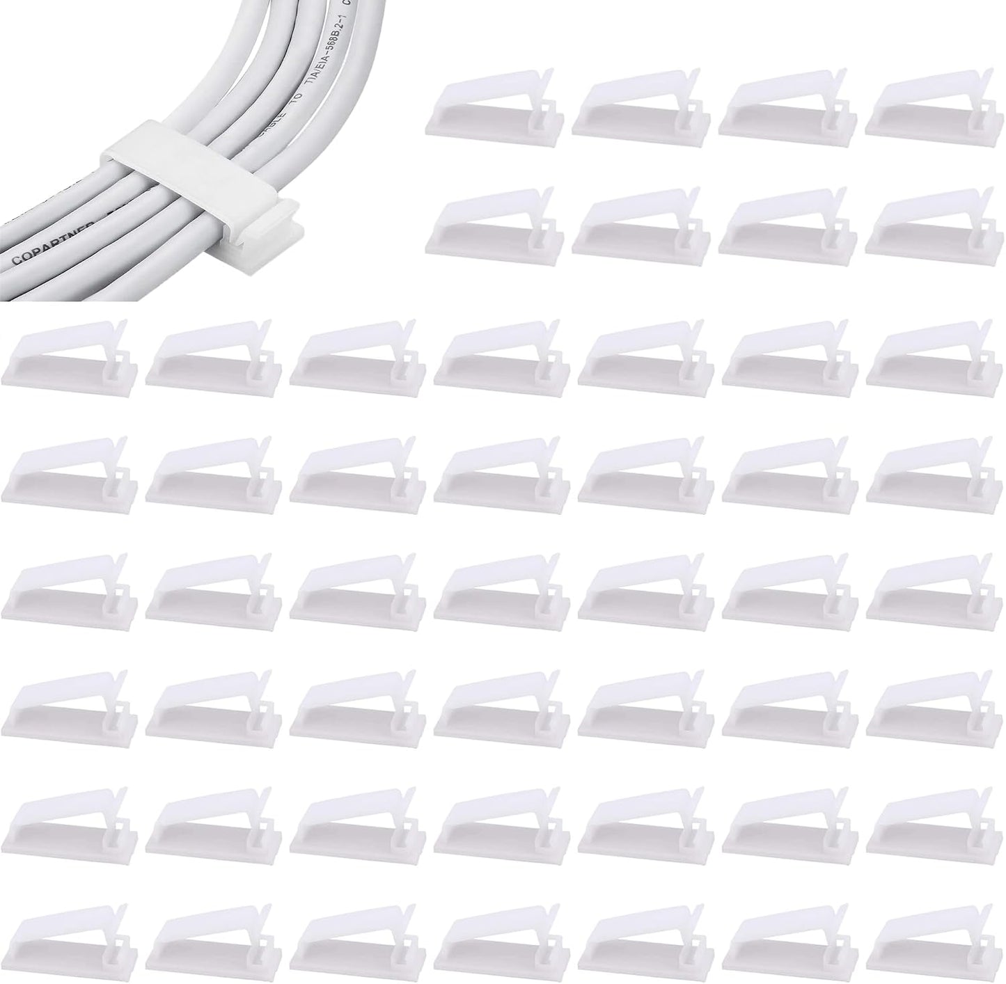 50packs Self Adhesive Cable Management Clips,32.5mm/1.28in Black Durable Wire Organizers Cord Holder for TV, PC, Laptop, Ethernet, Desktop, Home, and Office