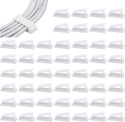 50packs Self Adhesive Cable Management Clips,32.5mm/1.28in Black Durable Wire Organizers Cord Holder for TV, PC, Laptop, Ethernet, Desktop, Home, and Office
