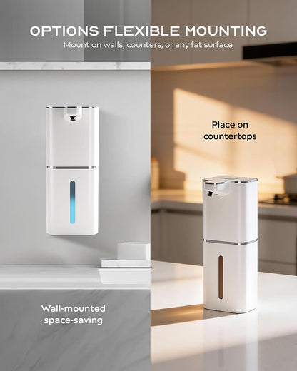 Automatic Foaming Soap Dispenser Touchless, 6-Level Adjustable,13.5oz/400ml Rechargeabled Wall Mounted Smart for Bathroom and Kitchen Dish Soap,White