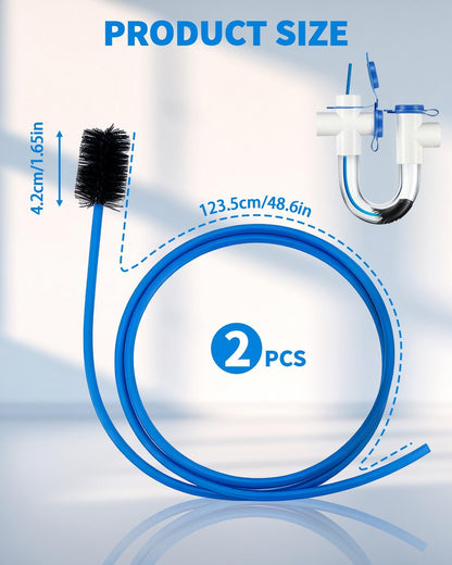 2 PCS Condensate Trap Flexible Drain Brush, 48 Inch Drain Line Cleaning Brush, Condensate Traps Clean for Condensate P-Trap and HVAC Systems