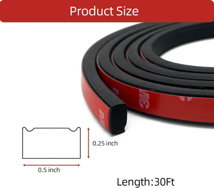 Foam Rubber Seal Strip, Self-Adhesive Rectangle EPDM Rubber Weather Stripping for RV, Boat, Auto, Truck, Marine, Garage Doors/Window and More, W:0.5"; H:0.25",13FT
