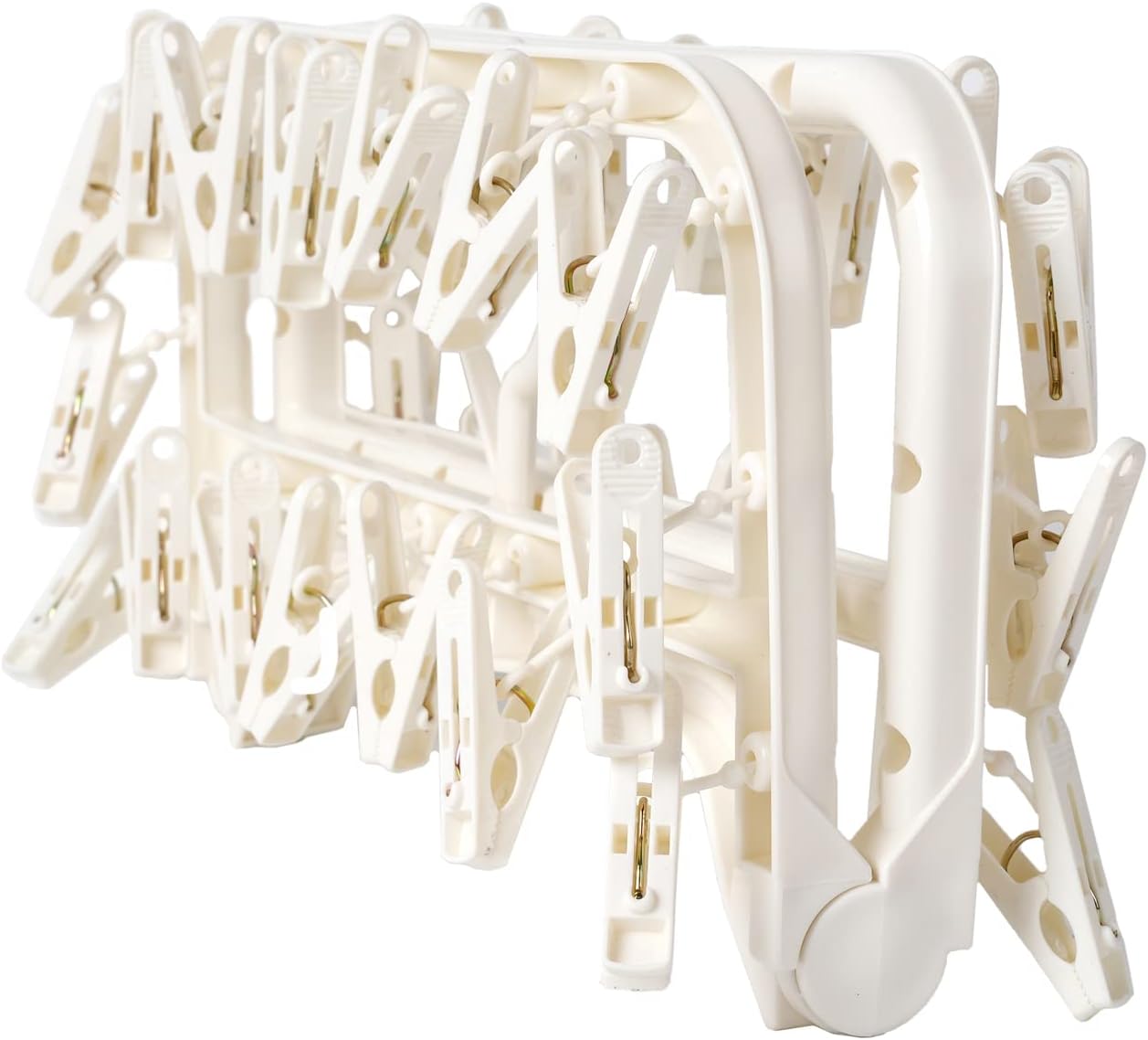 Foshine Clothes Drying Racks Foldable Clip Hangers Plastic with 32 Clips | Clip Hangers Wind-Proof Hook Underwear Hanger For Socks Bras Blue