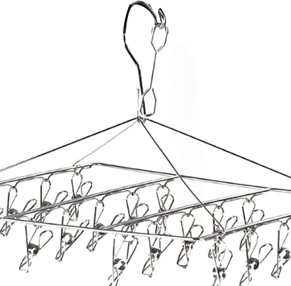Clothes Drying Racks Clip Hangers, Clothes Drying Hanger Stainless Steel Multi Clip Laundry Drip Hanging Rack for Underwear Socks Hat(Round)