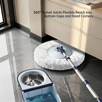 Spin Mop and Bucket Set with 4 Washable Microfiber Mop Heads, Durable Handle System for Hardwood Floor, Tile, and All Surface Cleaning