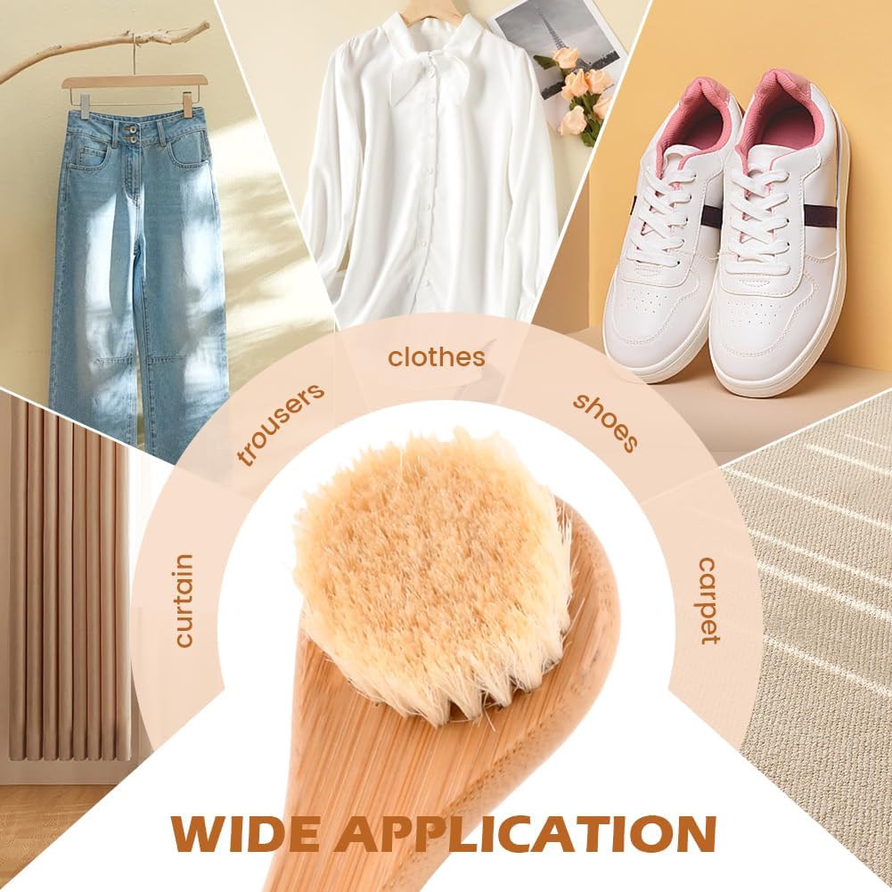 Natural Boar Bristle Laundry Stain Brush, Dorm Room Essential for College Students, Gentle on Fabrics & Tough on Stains, Safe for Clothes Without Damage
