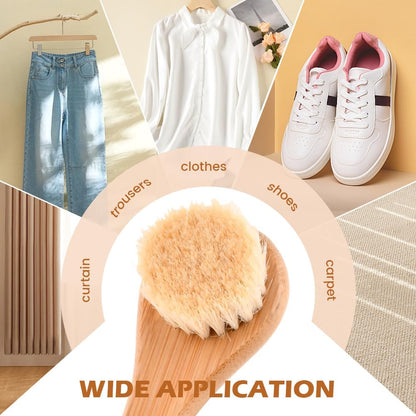 Natural Boar Bristle Laundry Stain Brush, Dorm Room Essential for College Students, Gentle on Fabrics & Tough on Stains, Safe for Clothes Without Damage