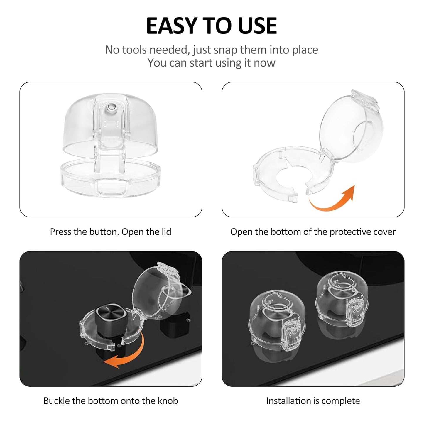 5 Pcs Silicone Gas Stove Child Safety Knob Locks Stove Knob Cover, Guard Baby Proofing, Universal Size with Adhesive, PC Material, Heat-Resistant, Clear View Stove Knob Guard for Kids and Pets