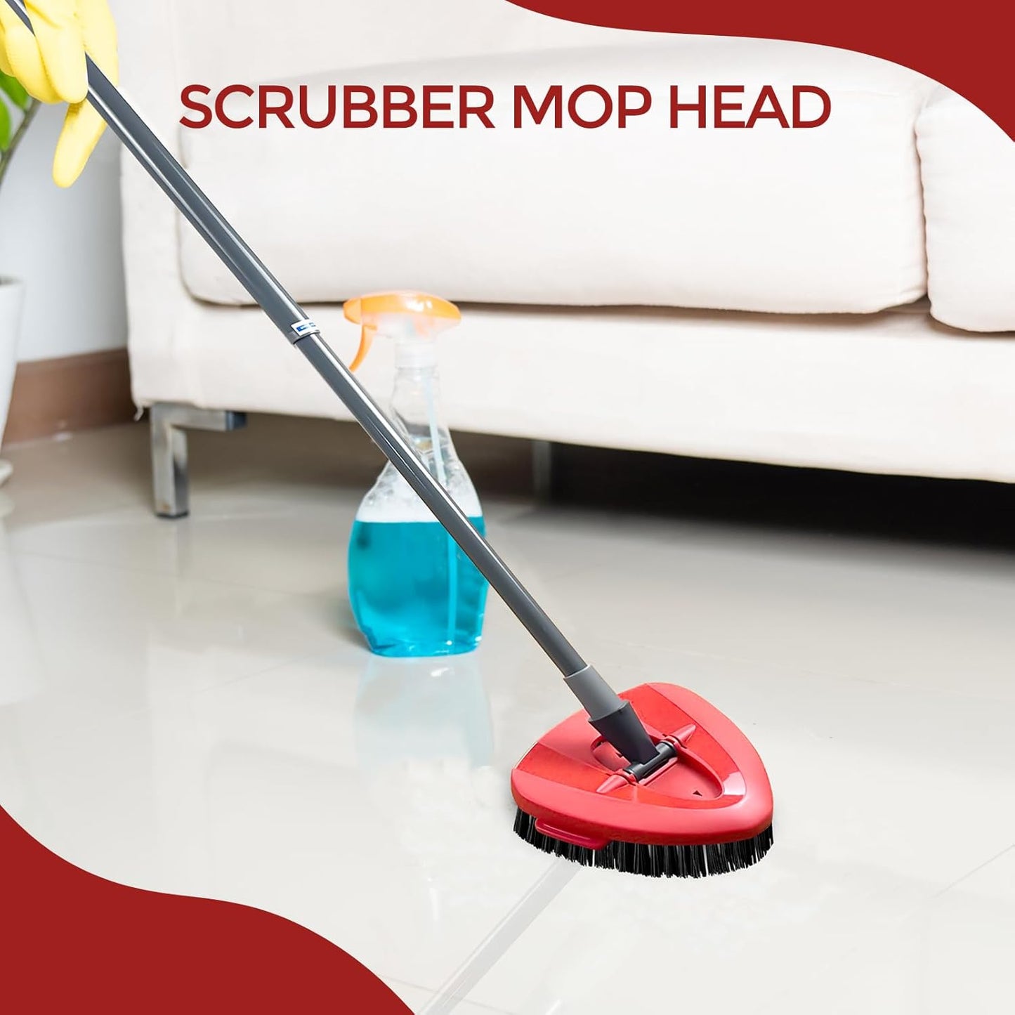 Spin Mop Scrub Brush Head Compatible with EasyWring 1-Tank System, 2 Pack Hard Bristle Brush for Tile, Tub, Bathroom & Kitchen Cleaning