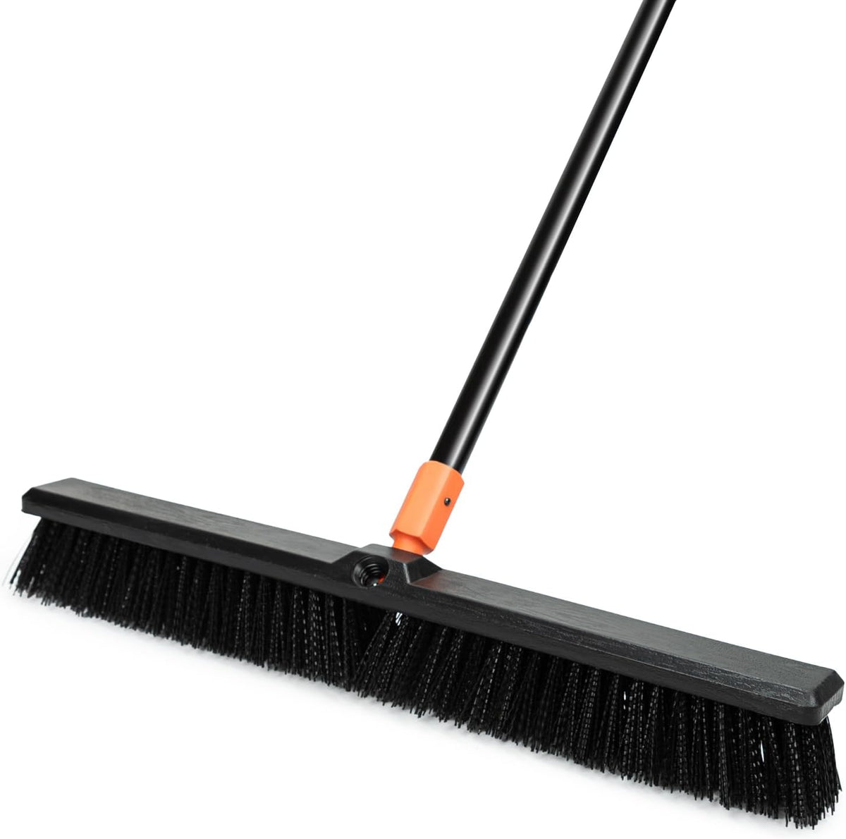 TreeLen 24 Inches Push Broom Outdoor Heavy Duty Floor Scrub Brush with Long Handle Stiff Bristles Broom for Patio Yard Garage Deck Driveway Concrete Floor Cleaning