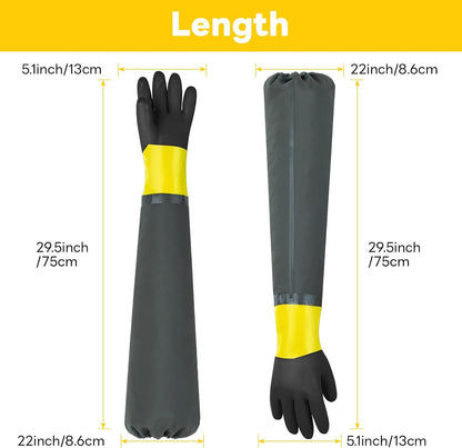 Full Arm Pond Gloves with Fleece lining Extra Long Waterproof Gloves for Pond Cleaning Care/Machinery Industry 30-inch
