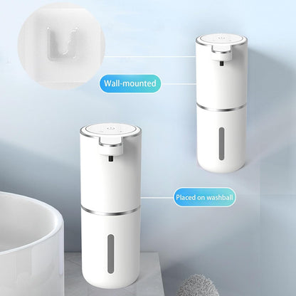 Automatic Soap Dispenser – Touchless Foaming Soap Dispenser 400ml USB Rechargeable Dispenser Electric Wall Mounted 4levels Adjustable Foam Soap Dispenser Pump for Bathroom Kitchen(Silver)