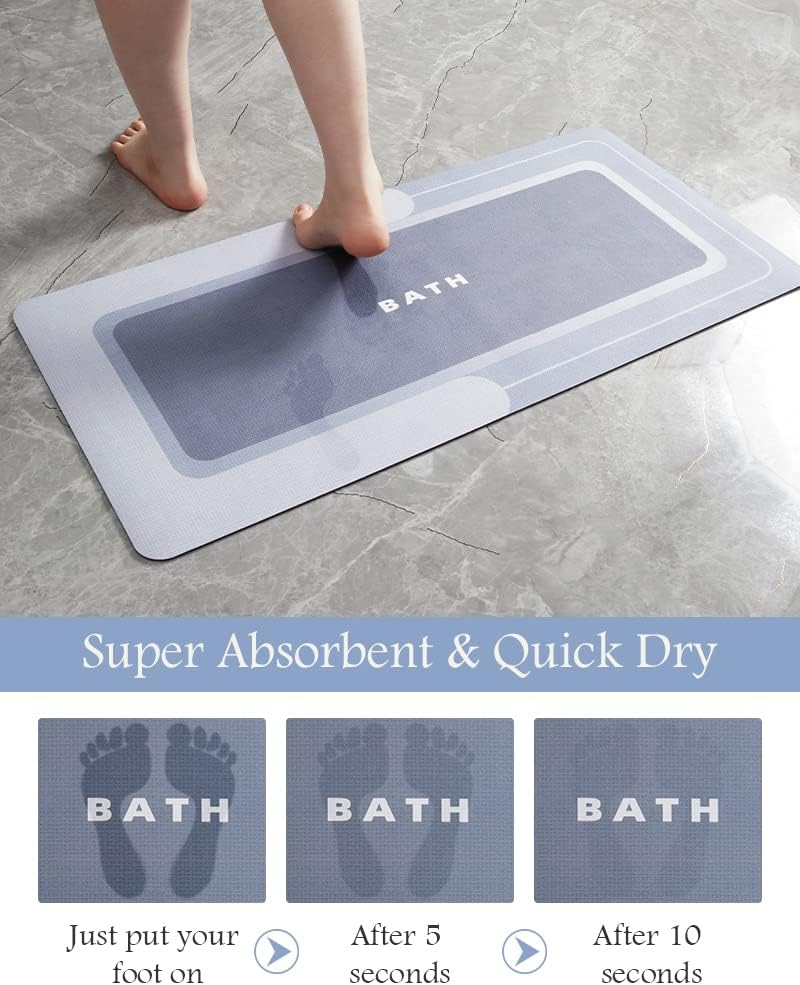 MontVoo-Bath Mat-Bathroom Mat Rug Non Slip Super Absorbent Stain Resistant Quick Dry Thin Bath Rug-Bath Mats for Bathroom Floor Bathtub Vanity-Bathmat Bath Rug Easy Care-17"x27" Grey