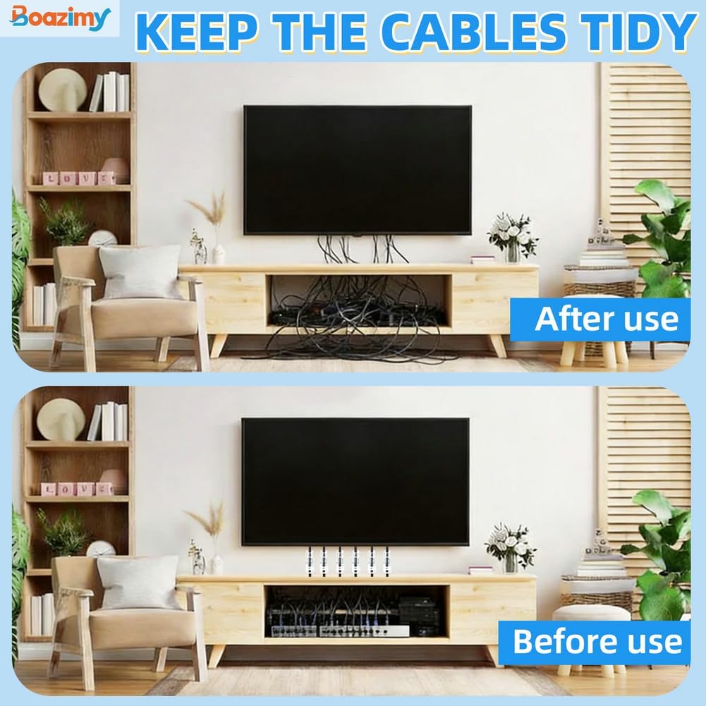 Self Adhesive Cable Clips 60 Pcs, 7.5mm Black Wire Holders with Strong Adhesive, Cord Management Organizer for Under Desk Wall TV PC Ethernet Cable