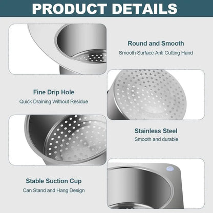Premium Stainless Steel Kitchen Swan Sink Strainer Basket Hanging Waste Drain Filter Basket Fruit Vegetable Drainer Sponge Rack Storage