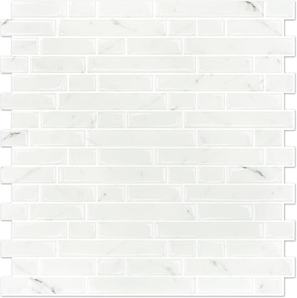 STICKGOO Thicker Design Peel and Stick, Self Adhesive Stick On Tile Backsplash for Kitchen and Bathroom, Beige & White, 12”×12”, 10 Sheets