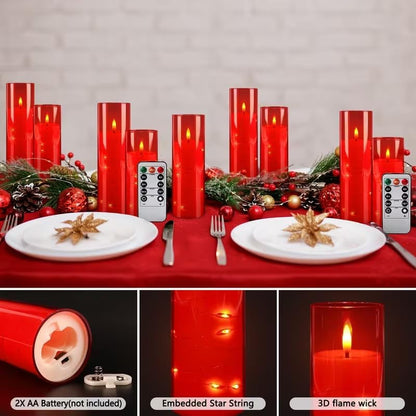Set of 24 Slim Outdoor LED Candles, Battery Operated Flickering Fake Candles with 10-Key Timers for Patio & Porch Decor, 2.2 Inch Diameter Waterproof Resin Pillars for Large Events & Sconces (White)