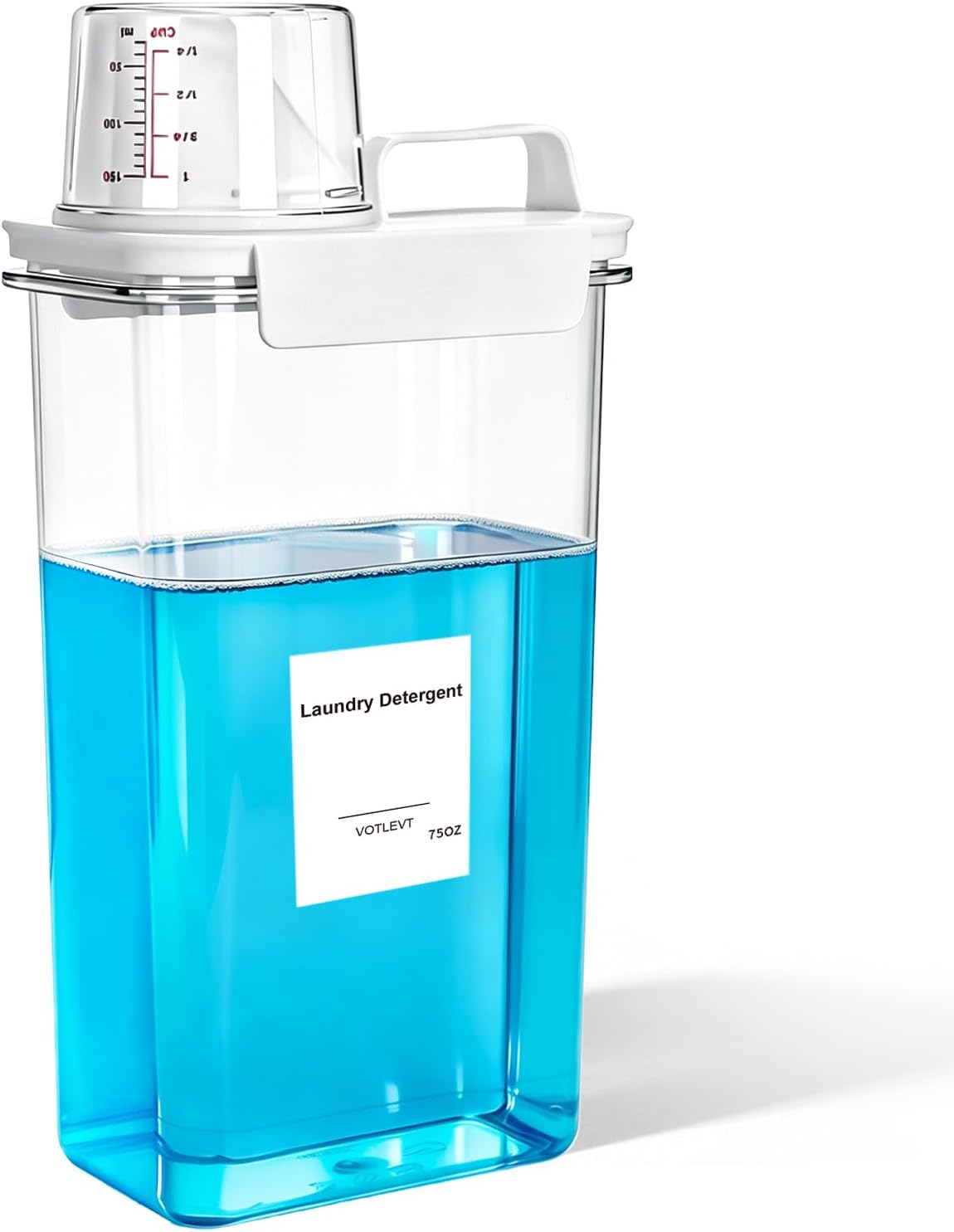 75OZ Laundry Detergent Dispenser, Liquid Laundry Soap Dispenser, Fabric Softener Organizer, Clear Plastic Powder Laundry Detergent Container, 1PACK