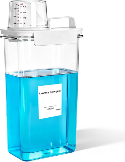 75OZ Laundry Detergent Dispenser, Liquid Laundry Soap Dispenser, Fabric Softener Organizer, Clear Plastic Powder Laundry Detergent Container, 1PACK