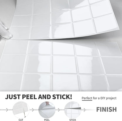 DEWOO Colorful Peel and Stick Backsplash Tiles Kitchen Bathroom Square Self Adhesive Wall Tile Checkered Stickers,Multicolor (10-Sheet, 12"×12")