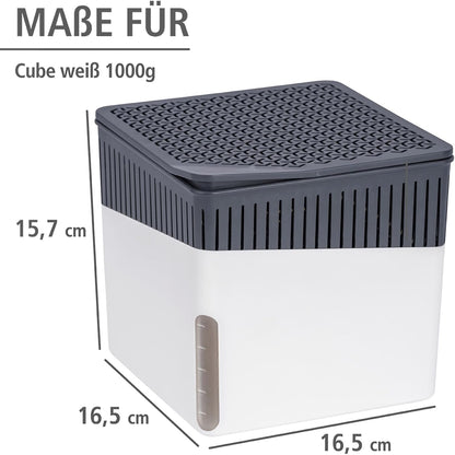 WENKO Dehumidifier Small, Portable, Compact and Rechargeable, Moisture Absorber for Bathroom, Bedroom, Garage, Closet, 2800 Cubic Feet, 2.2lbs, White, 6.18 x 6.5 x 6.5, 2.2 lbs